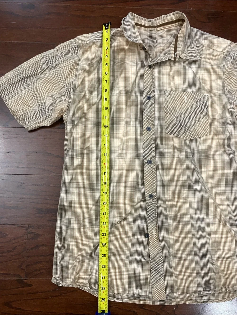 The North Face Mens Button Up Brown Plaid Shirt  Hiking Gorpcore Athletic - Read